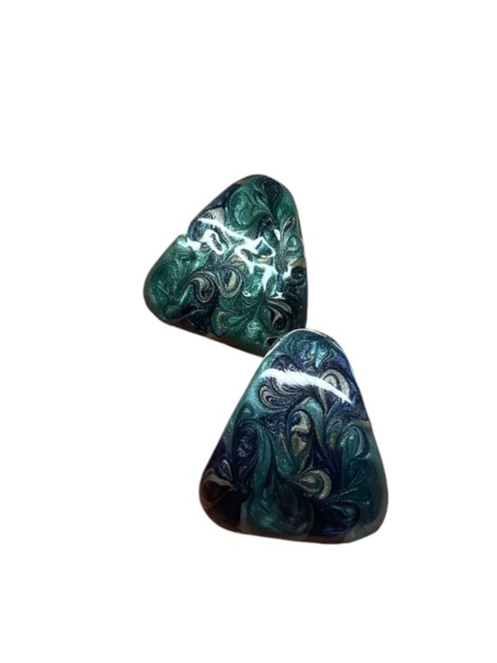 Teal Swirl Enamel Statement Earrings